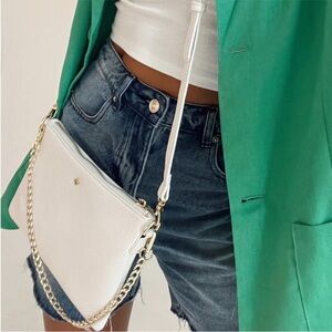 Peta + Jain Quincy Bag Recycled Pebble Crossbody Purse in White and Gold